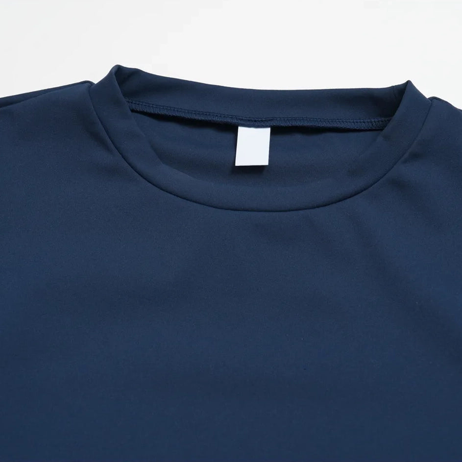 Brushed Short-Sleeve Yoga Crop Top - Navy Blue