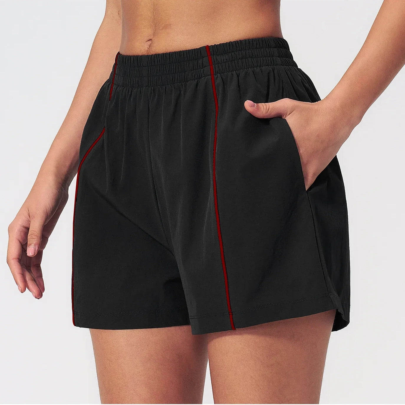 Ultralight Quick-Dry UPF Athletic Shorts - Black - black side pocket view