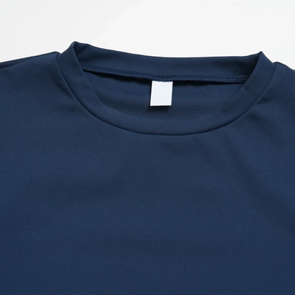 Brushed Short-Sleeve Yoga Crop Top - Navy Blue