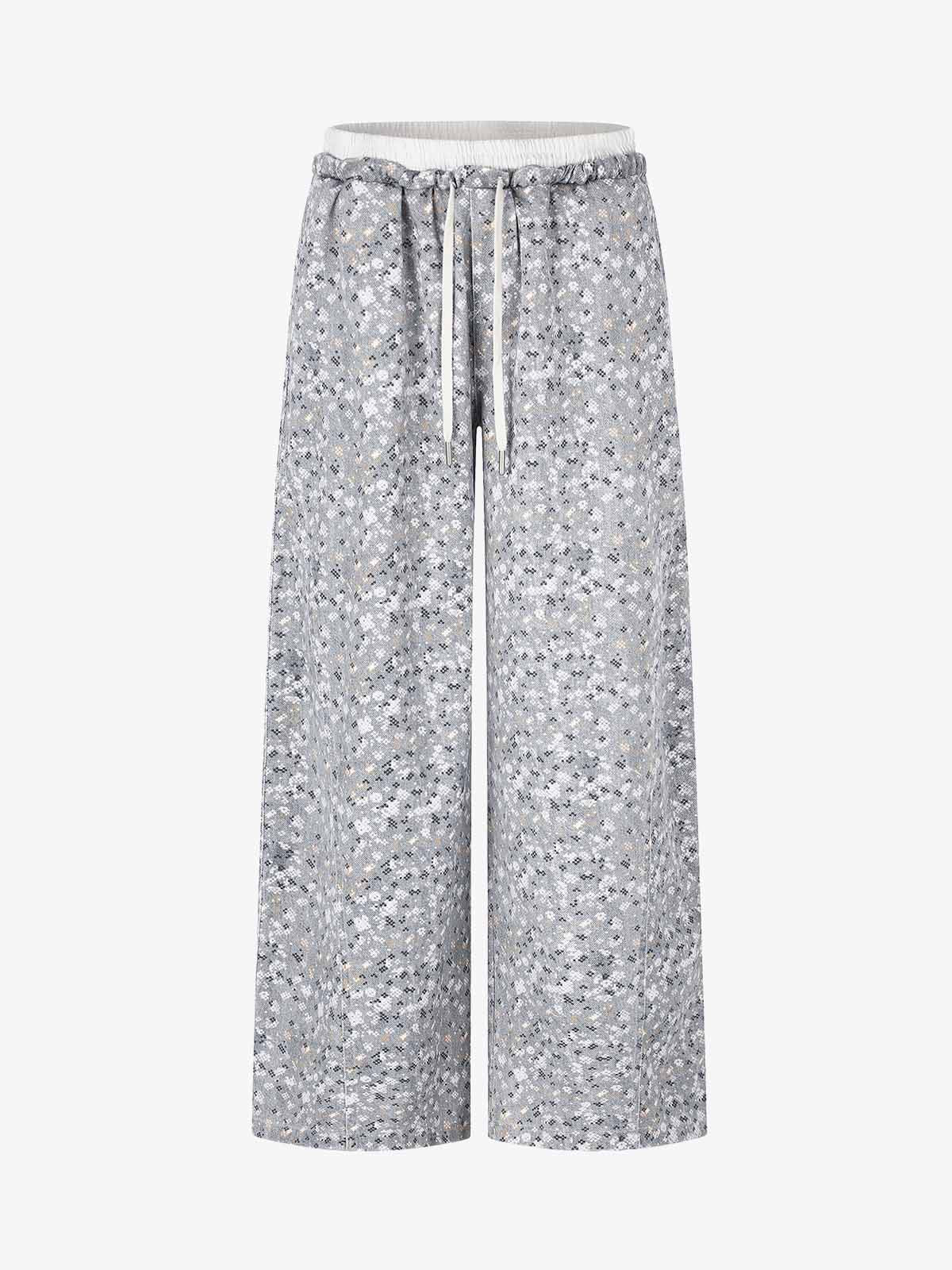 Floral Graphic Drawstring Wide-Leg Pants - product image 1