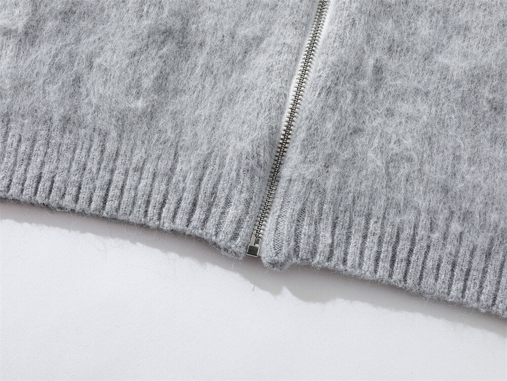 Embroidered Zip Cardigan