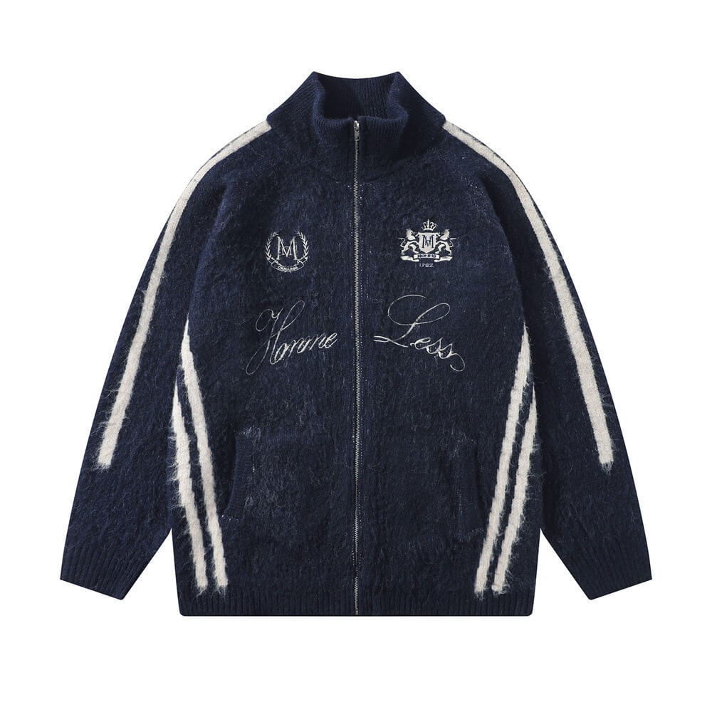 Embroidered Zip Cardigan