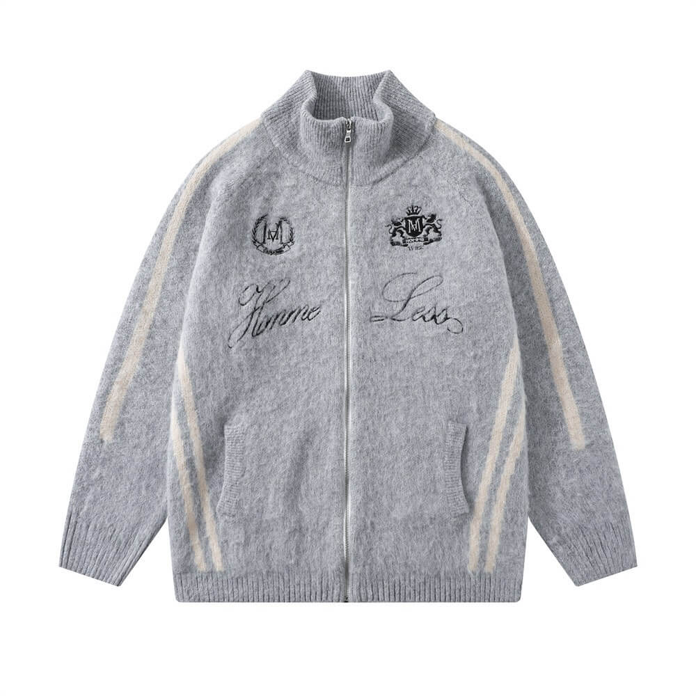 Embroidered Zip Cardigan