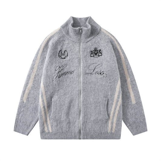 Embroidered Zip Cardigan