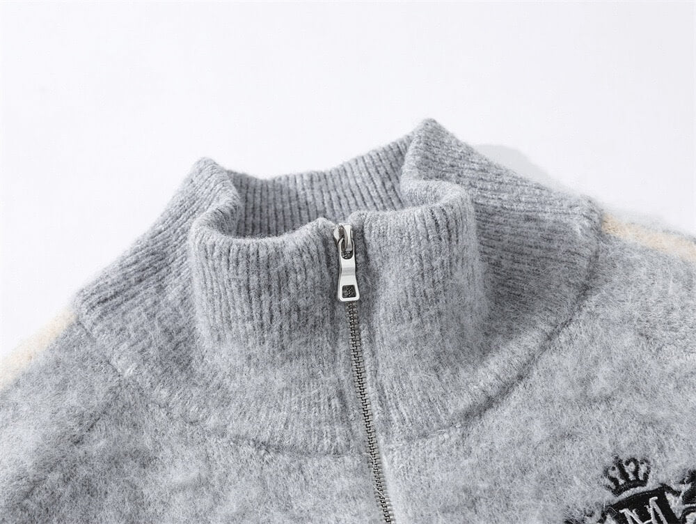 Embroidered Zip Cardigan