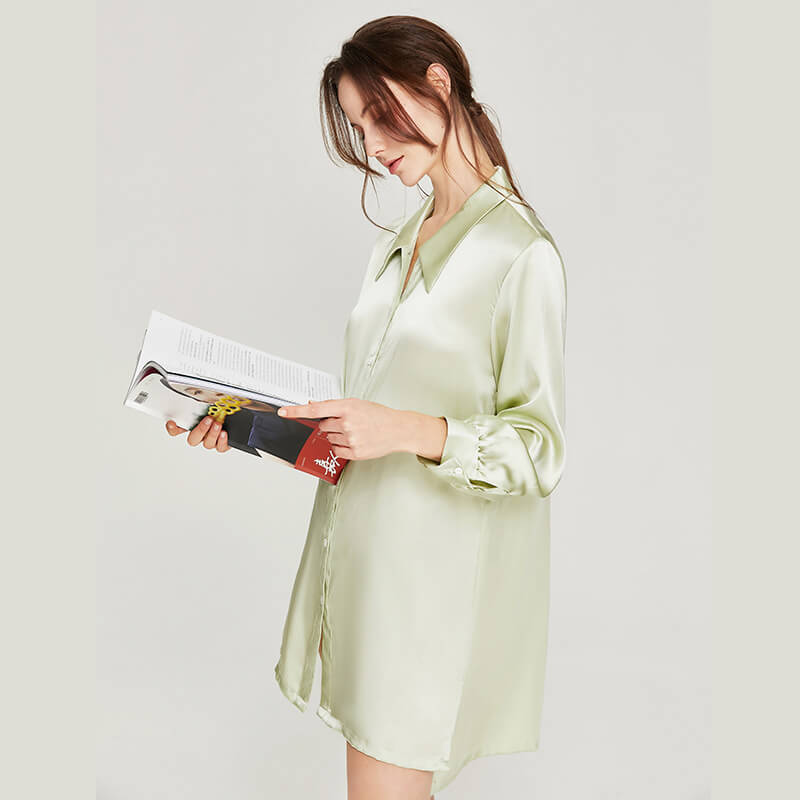 Washable Silk Spring Shirt Dress