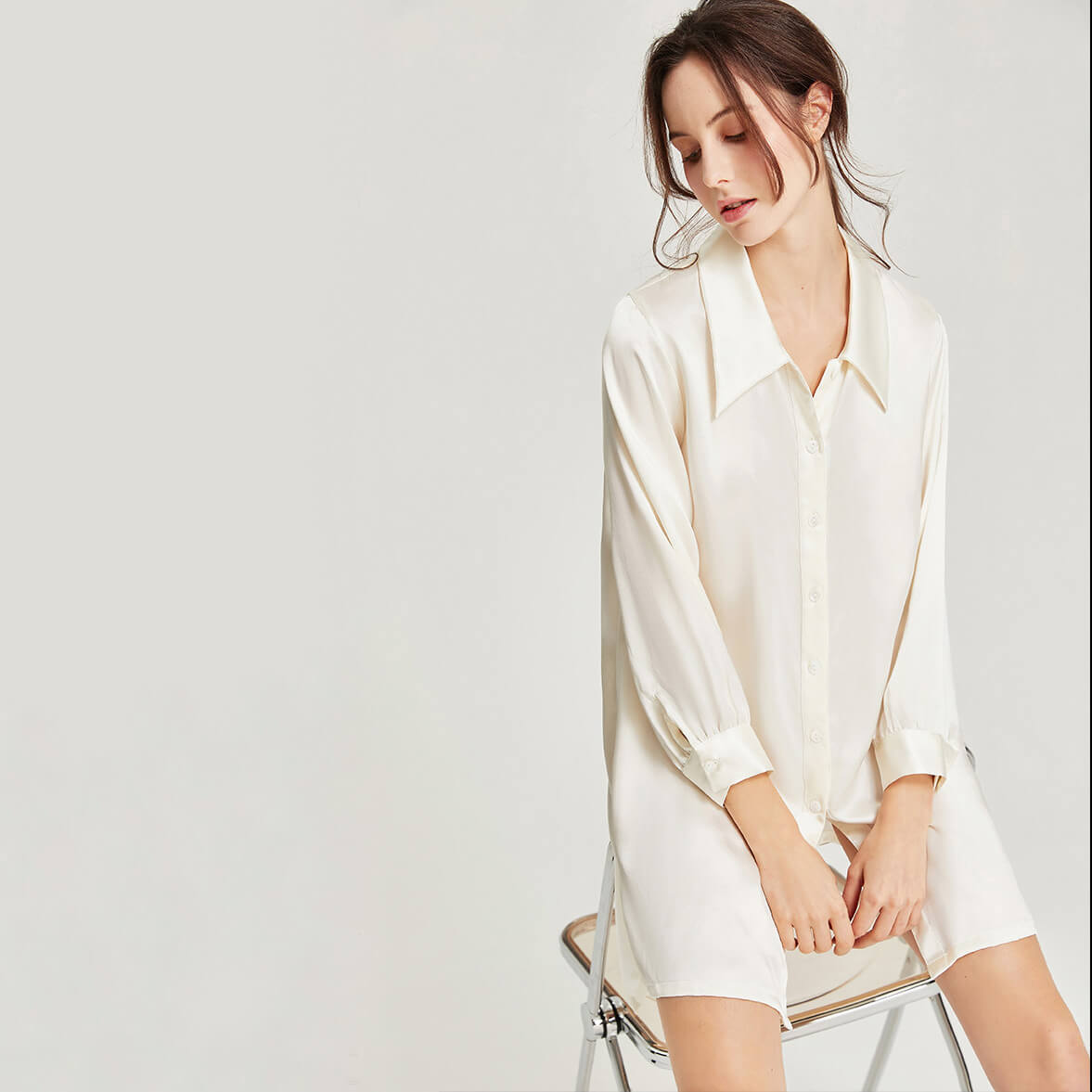 Washable Silk Spring Shirt Dress
