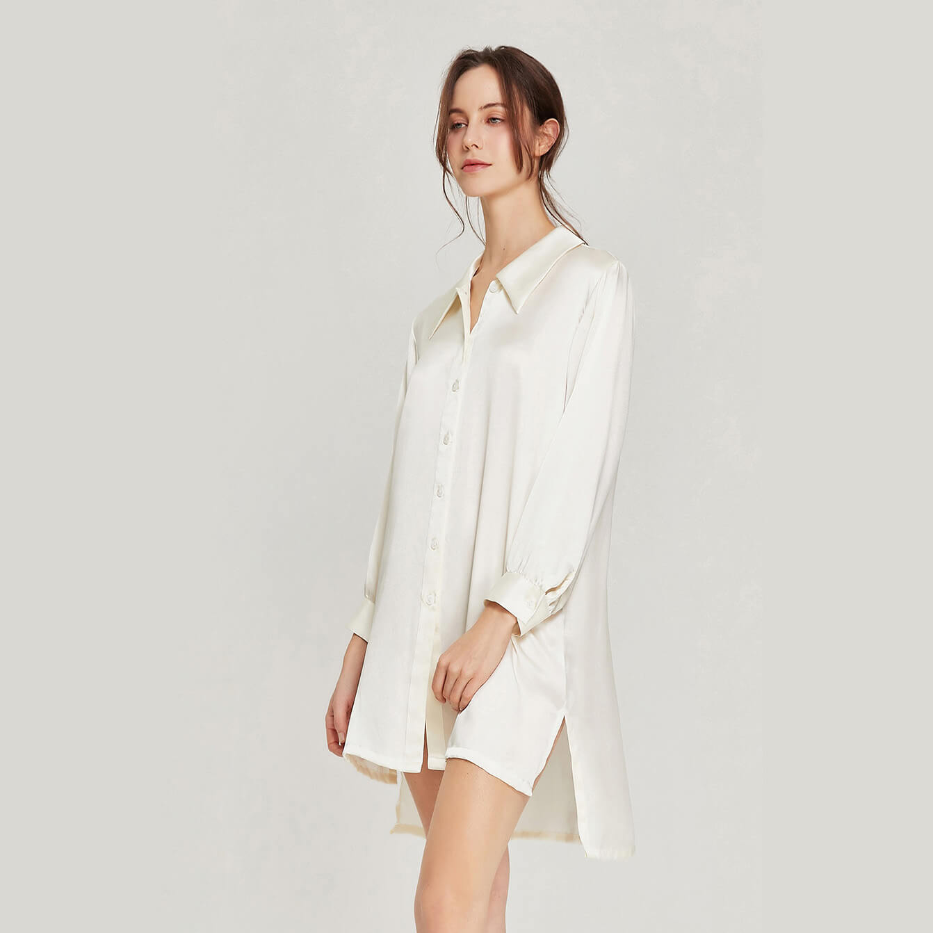 Washable Silk Spring Shirt Dress