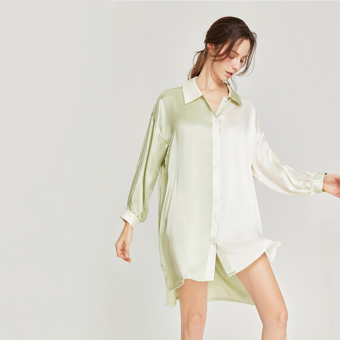 Washable Silk Spring Shirt Dress