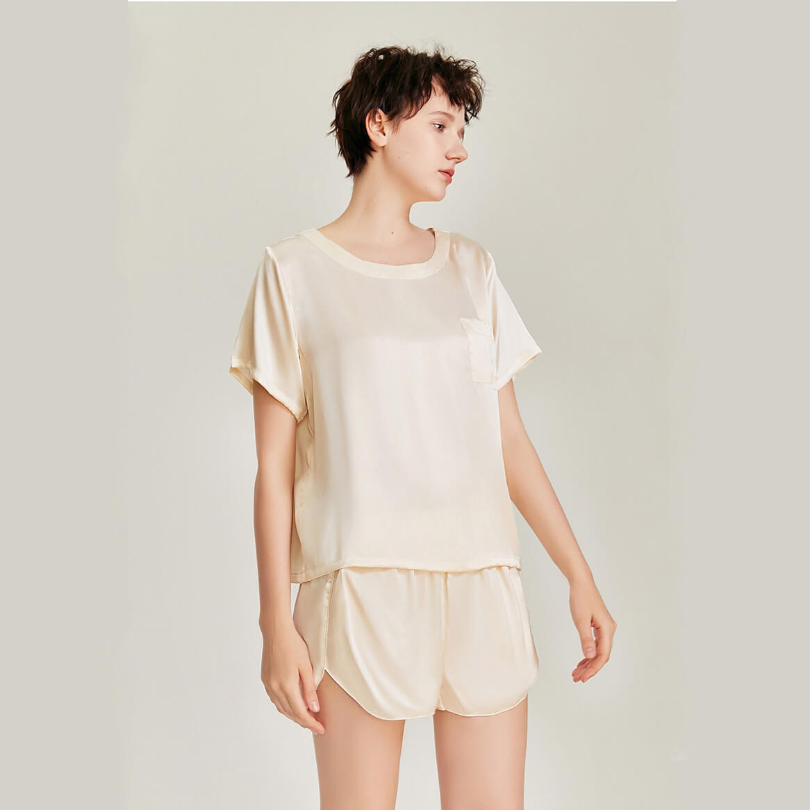 Washable Silk Short Sleeve Set