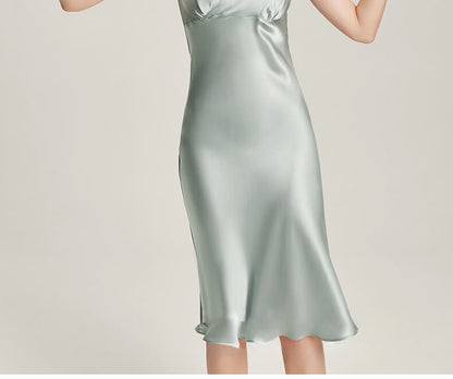 Washable Silk V-Neck Cross Front Cami Dress