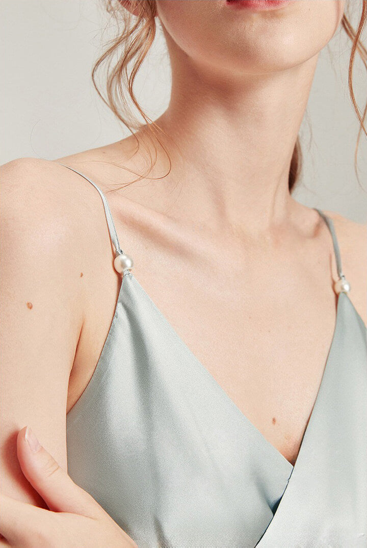 Washable Silk V-Neck Cross Front Cami Dress