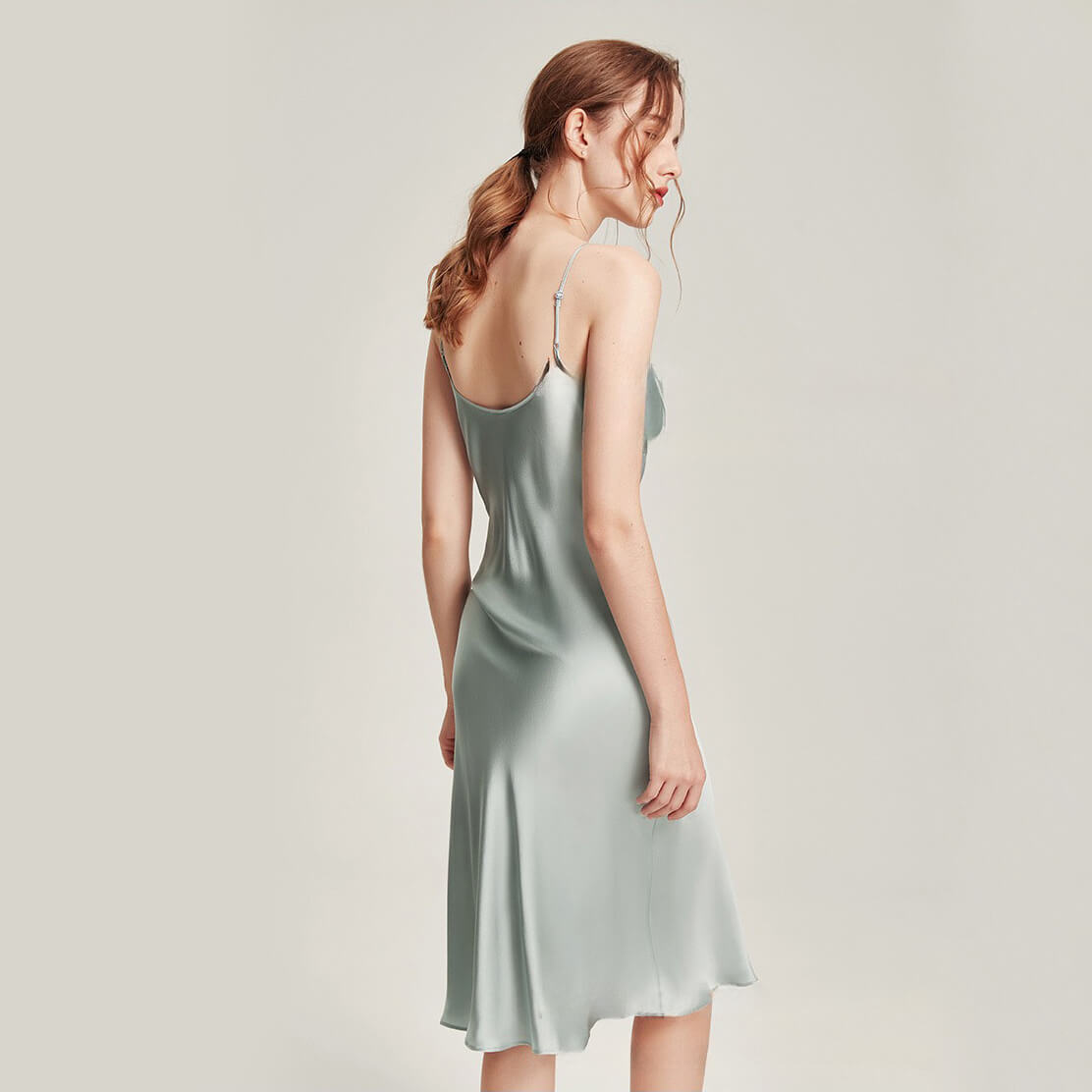 Washable Silk V-Neck Cross Front Cami Dress