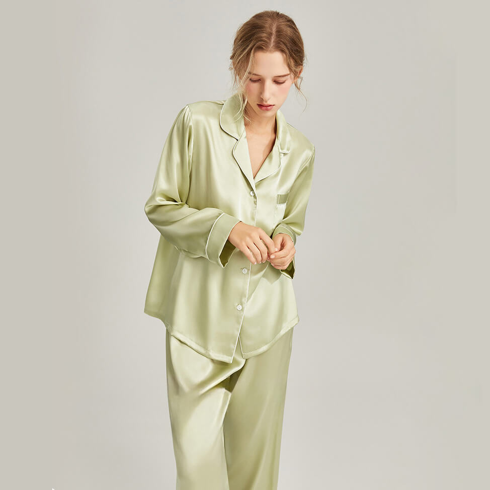 Washable Silk Long Sleeve Classic Pant Set