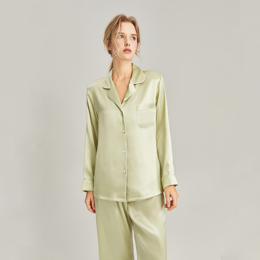 Washable Silk Long Sleeve Classic Pant Set