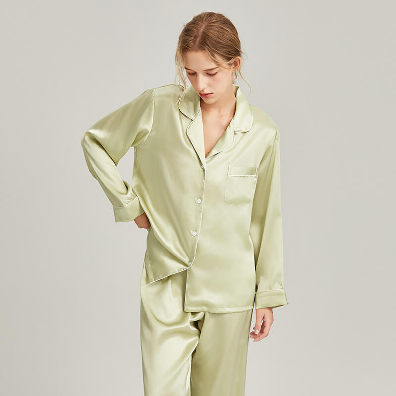 Washable Silk Long Sleeve Classic Pant Set