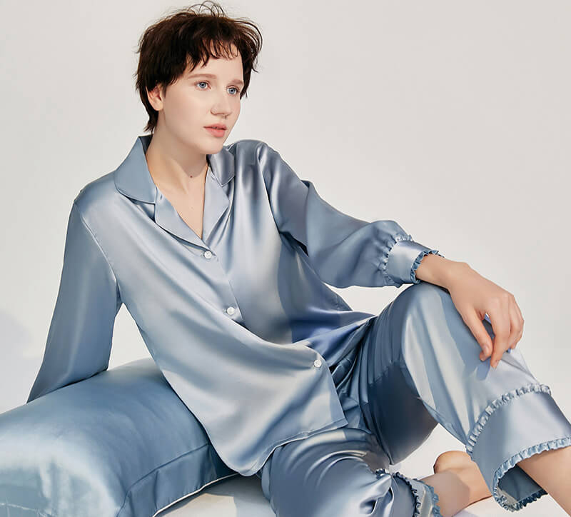Washable Silk Retro Cuff Pant Set