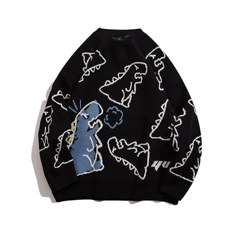 Dino Graphic Jacquard  Knit Sweater