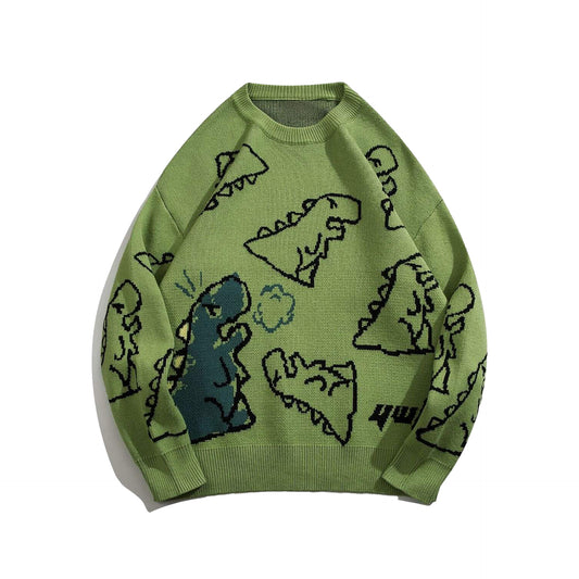 Dino Graphic Jacquard  Knit Sweater