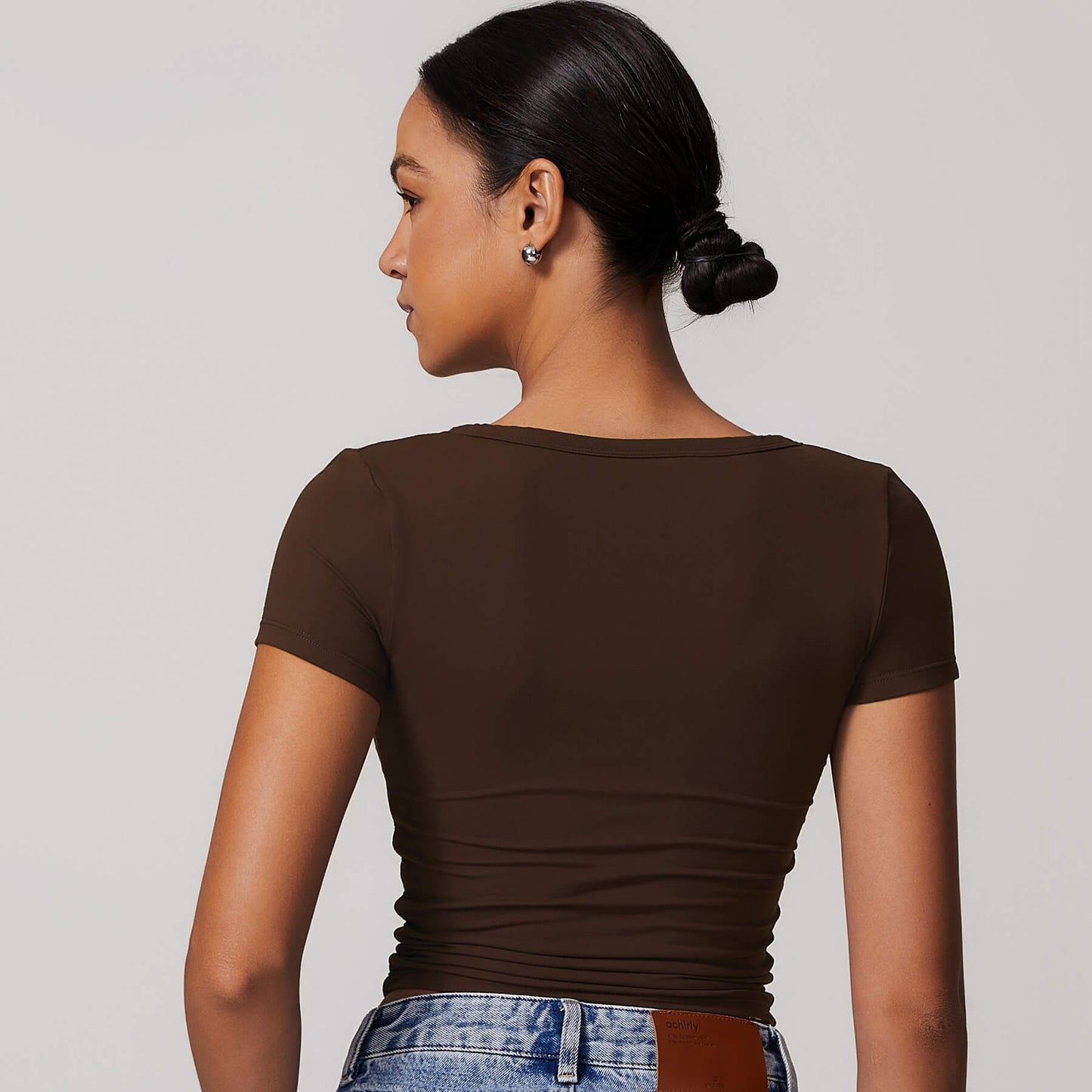 Button V-neck Crop Top