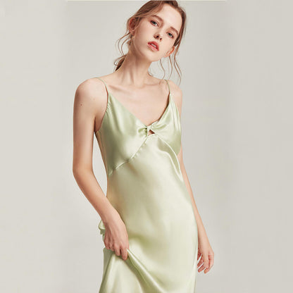 Washable Silk Twist Front Midi Dress