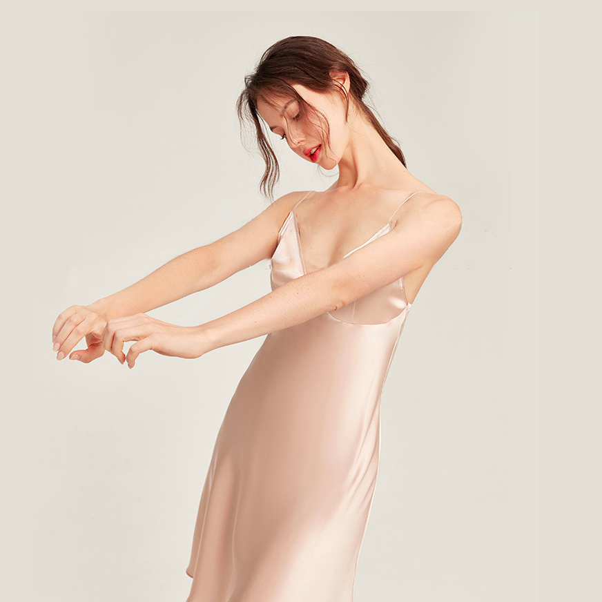 Washable Silk V-Neck Slip Dress