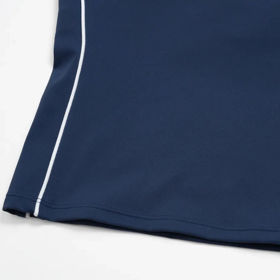 Contrast Fitted Yoga Tank Top - Navy Blue / White - navy blue white hem detail flat