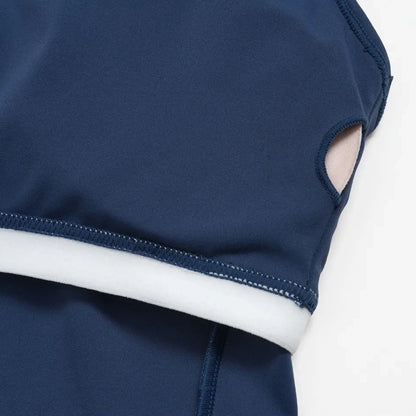 Contrast Fitted Yoga Tank Top - Navy Blue / White - navy blue white layered hem detail