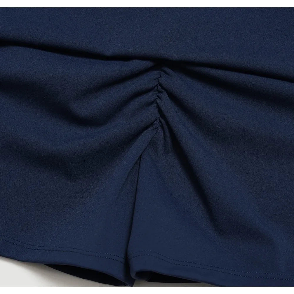 Contrast Foldover Waist Cheer Athletic Shorts - scrunch back seam detail