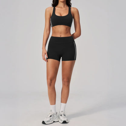 Contrast Sculpting Yoga Shorts - Black / White - black white set styling