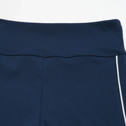 Contrast Sculpting Yoga Shorts - Navy Blue / White - navy blue white back waistband flat