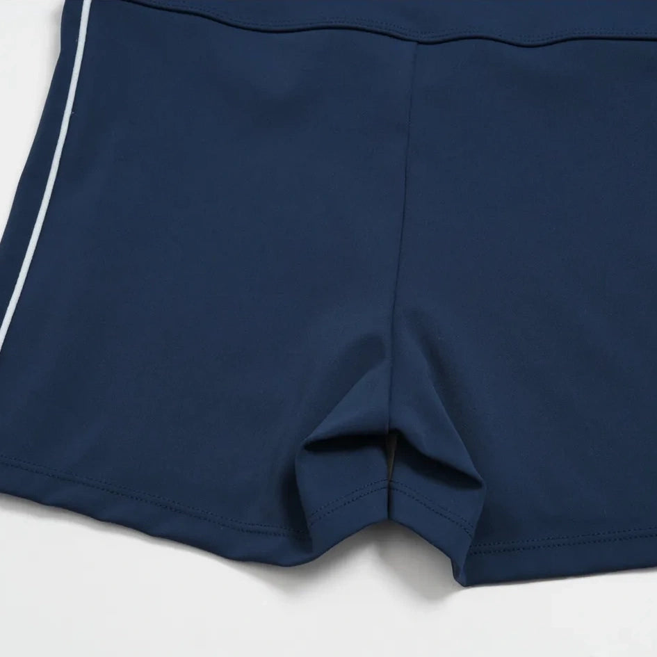 Contrast Sculpting Yoga Shorts - Navy Blue / White - navy blue white front flat
