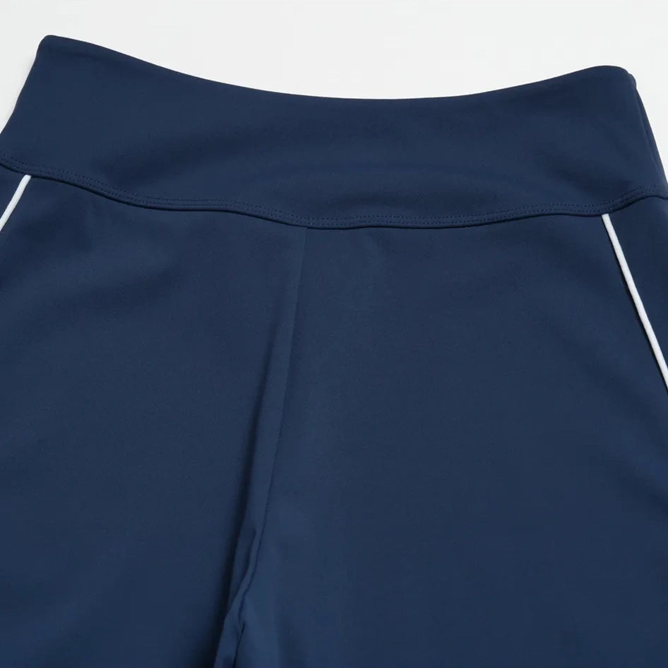 Contrast Straight Wide-Leg Yoga Pants - Navy Blue / White - navy blue white back waistband flat