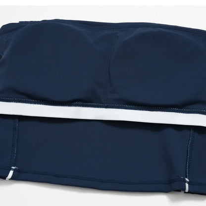Contrast Strapless Bandeau Sports Bra - Navy Blue / White - navy blue white front flat