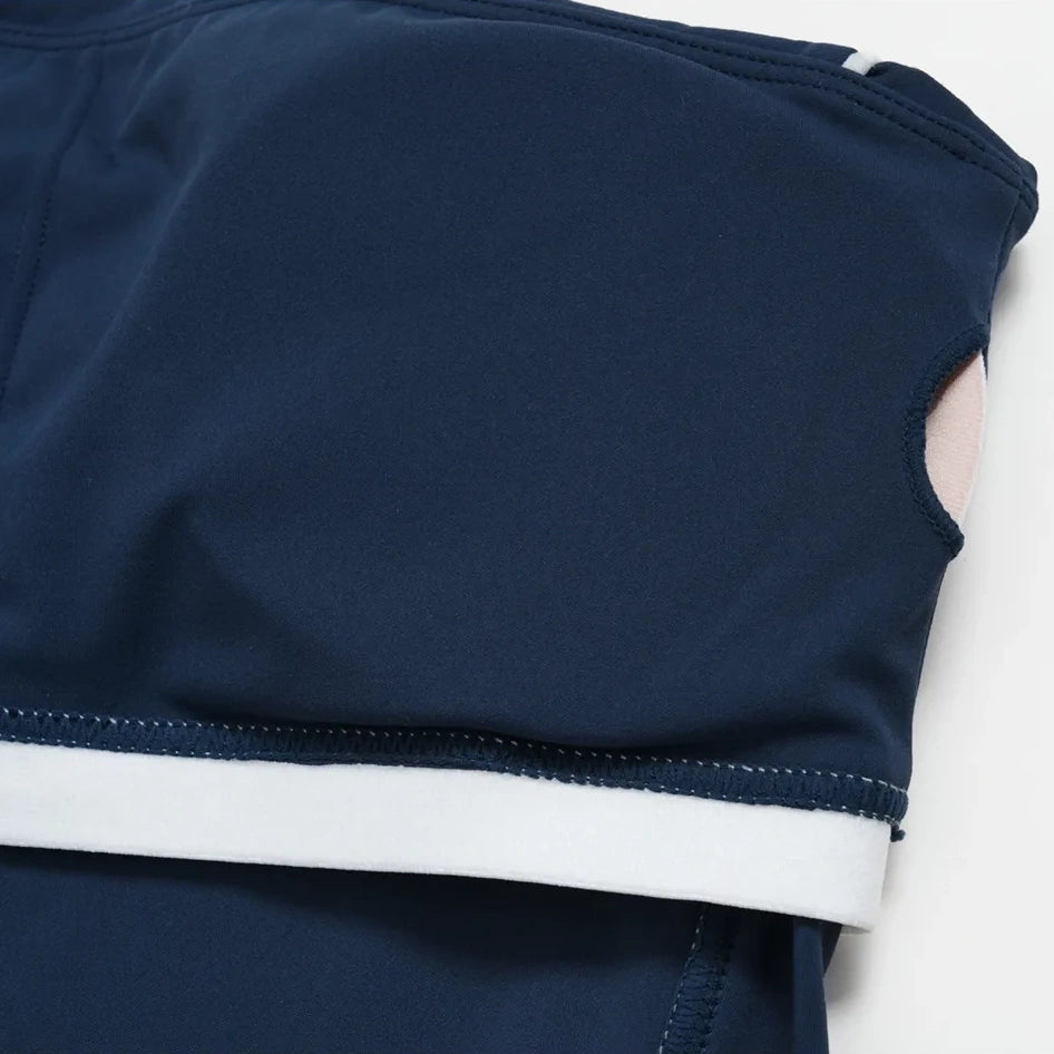 Contrast Strapless Bandeau Sports Bra - Navy Blue / White - navy blue white hem detail flat