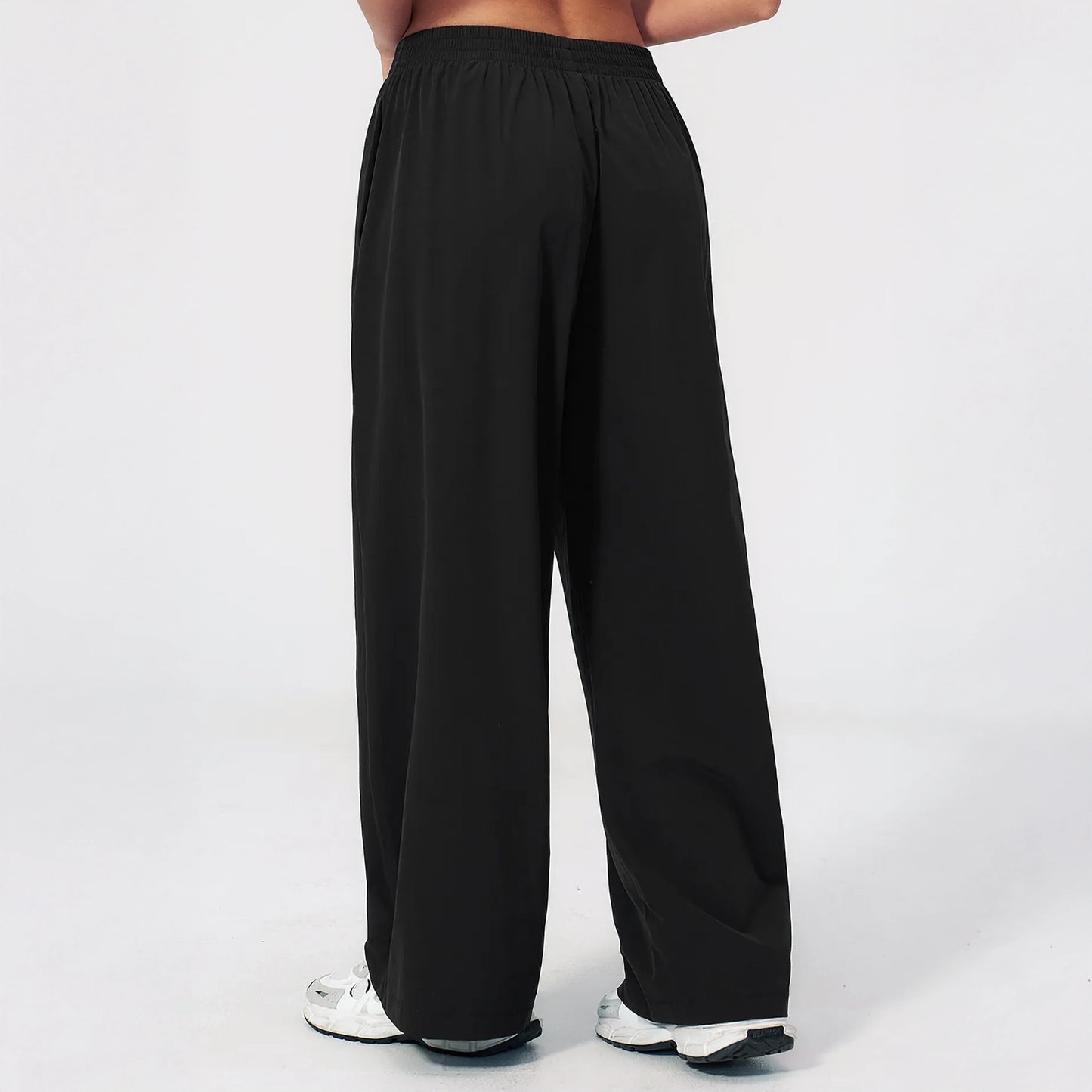 Cool-Touch Sun Protection Wide-Leg Pants - Black - black back view