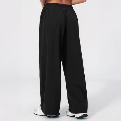 Cool-Touch Sun Protection Wide-Leg Pants - Black - black back view