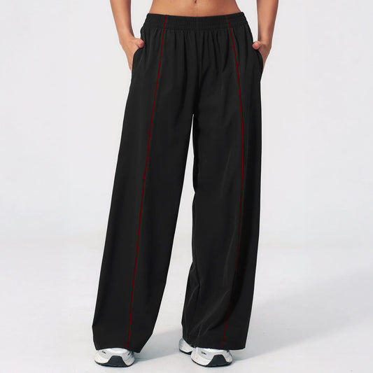 Cool-Touch Sun Protection Wide-Leg Pants - Black - black front view