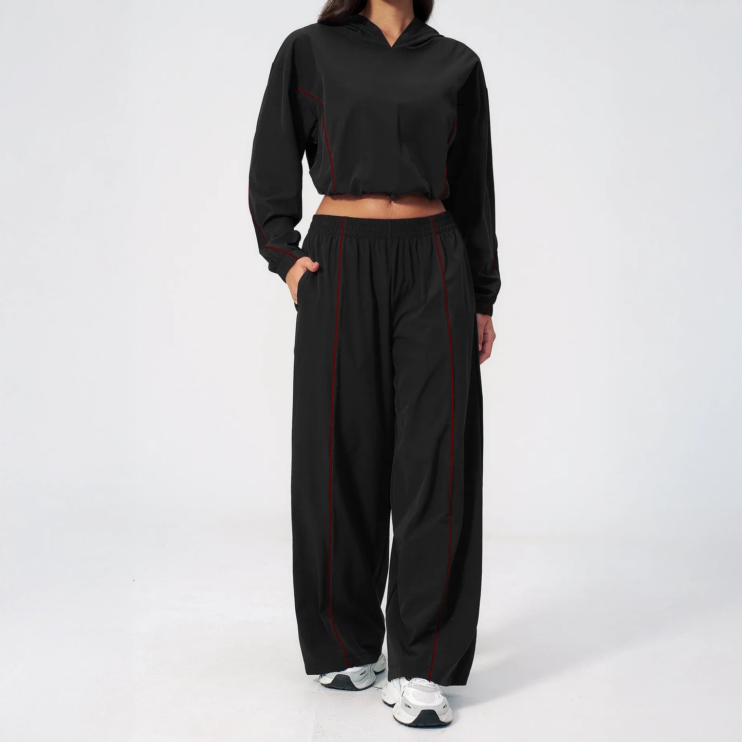 Cool-Touch Sun Protection Wide-Leg Pants - Black - black full styling
