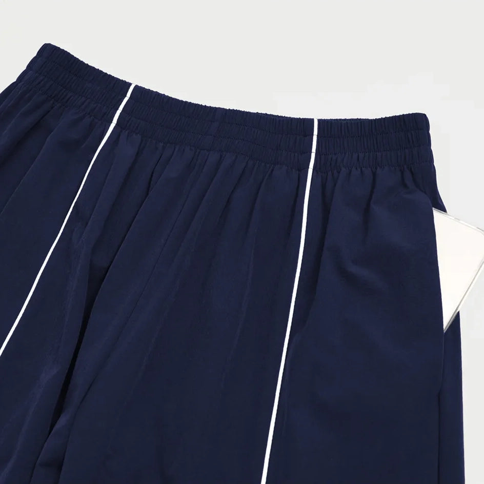 Cool-Touch Sun Protection Wide-Leg Pants - Navy Blue - contrast line pocket detail