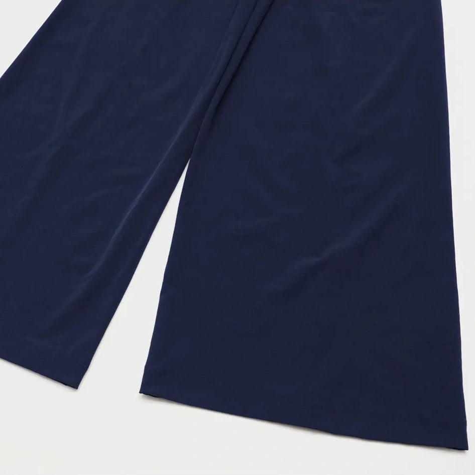 Cool-Touch Sun Protection Wide-Leg Pants - Navy Blue - hem fabric detail