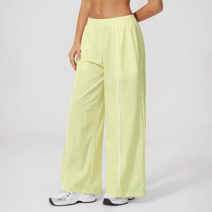 Cool-Touch Sun Protection Wide-Leg Pants - Lemon Yellow - lemon yellow angled view