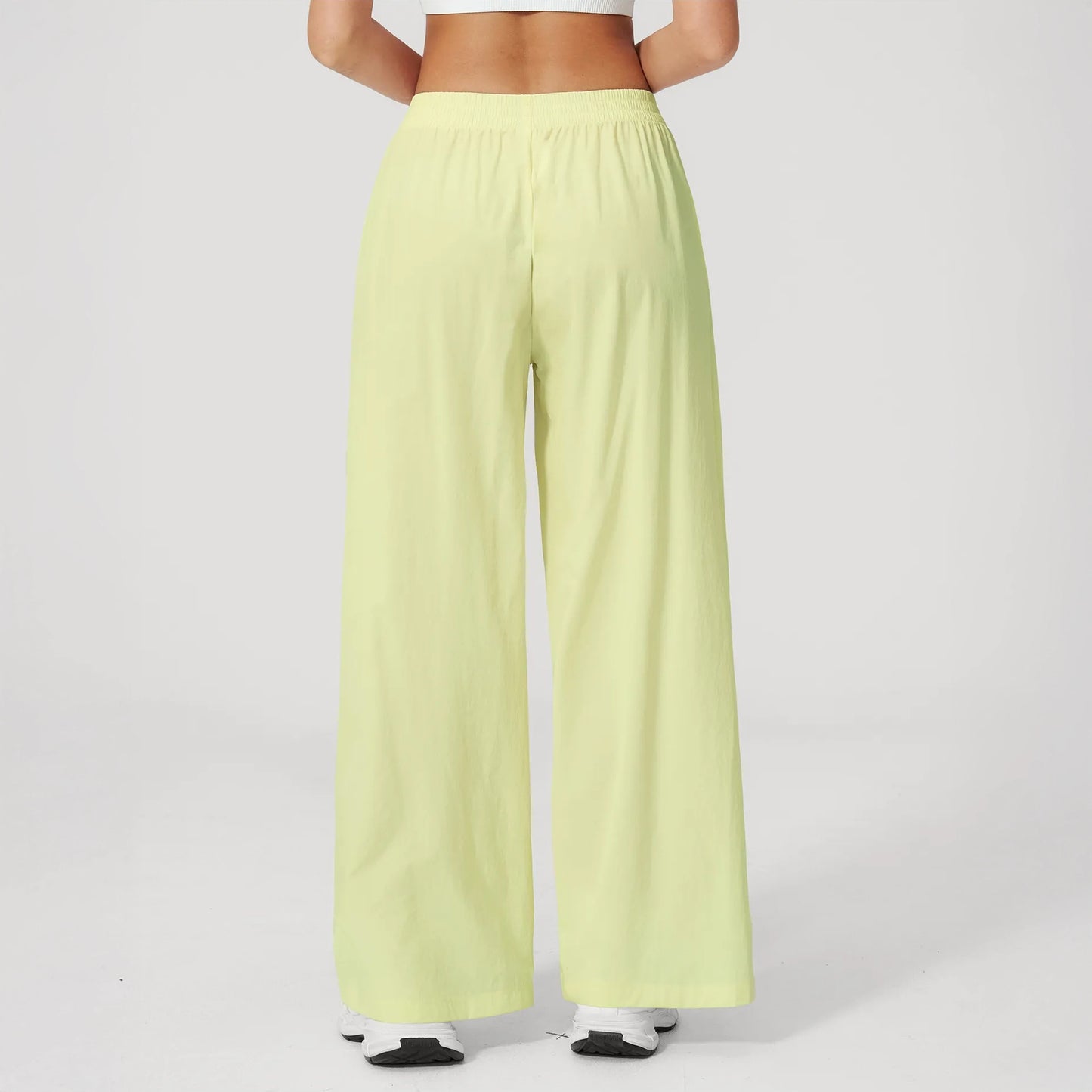 Cool-Touch Sun Protection Wide-Leg Pants - Lemon Yellow - lemon yellow back view
