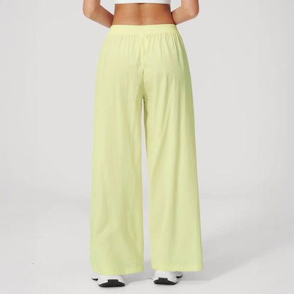Cool-Touch Sun Protection Wide-Leg Pants - Lemon Yellow - lemon yellow back view