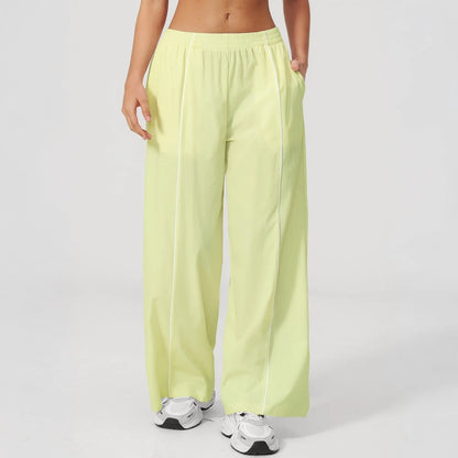 Cool-Touch Sun Protection Wide-Leg Pants - Lemon Yellow - lemon yellow front detail