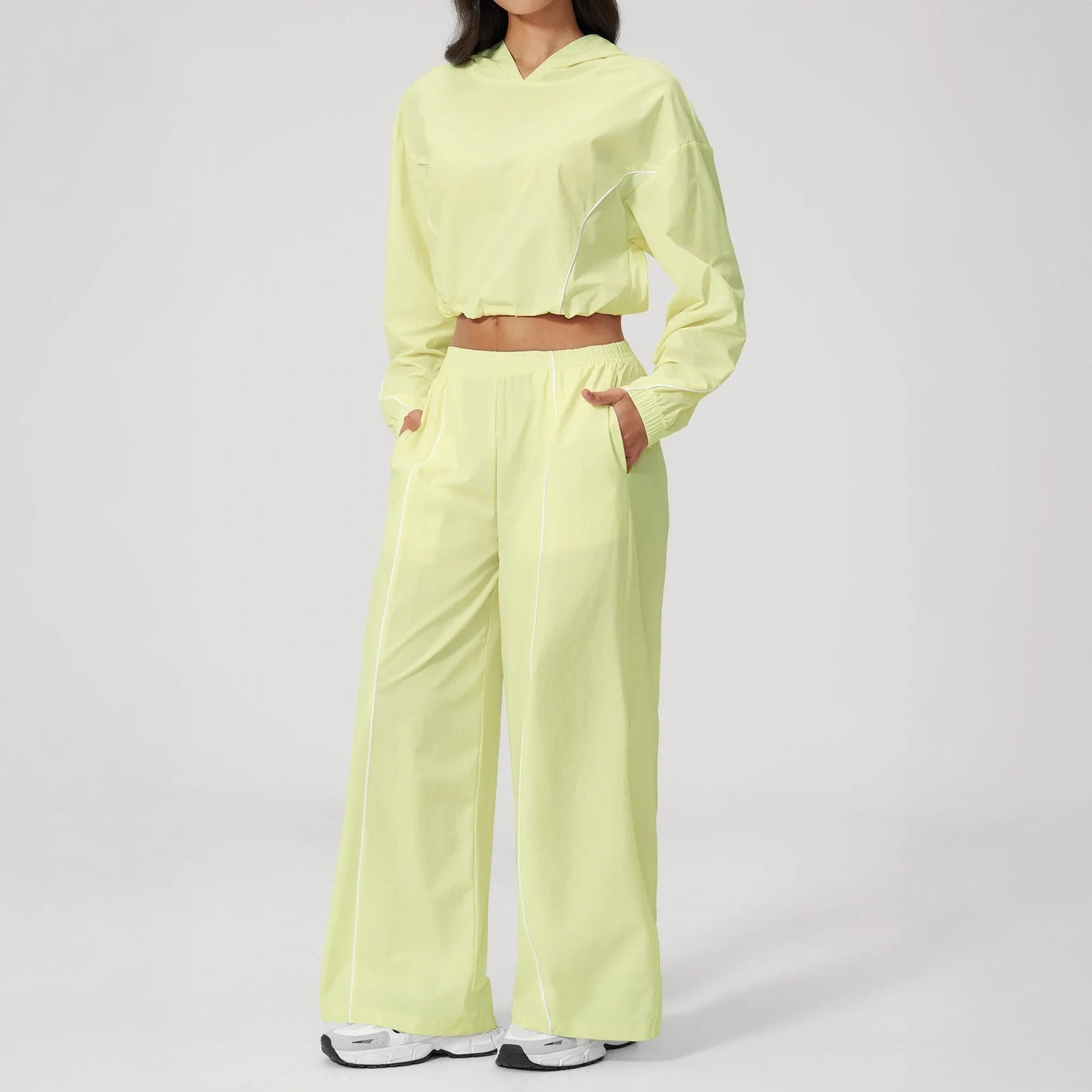 Cool-Touch Sun Protection Wide-Leg Pants - Lemon Yellow - lemon yellow full styling