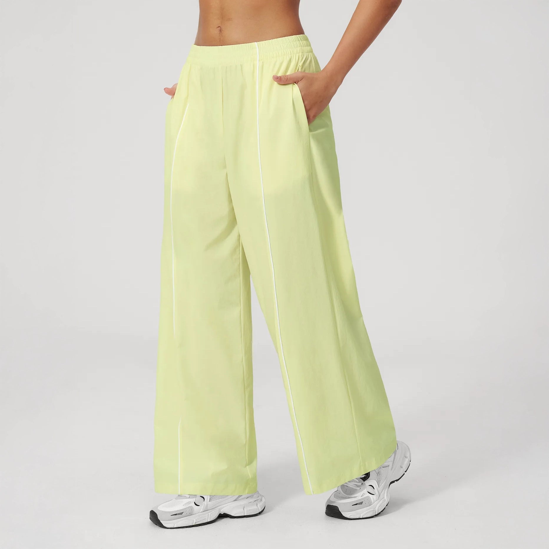 Cool-Touch Sun Protection Wide-Leg Pants - Lemon Yellow - lemon yellow side view