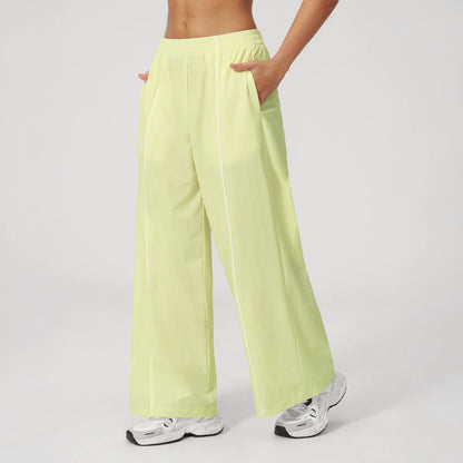 Cool-Touch Sun Protection Wide-Leg Pants - Lemon Yellow - lemon yellow side view