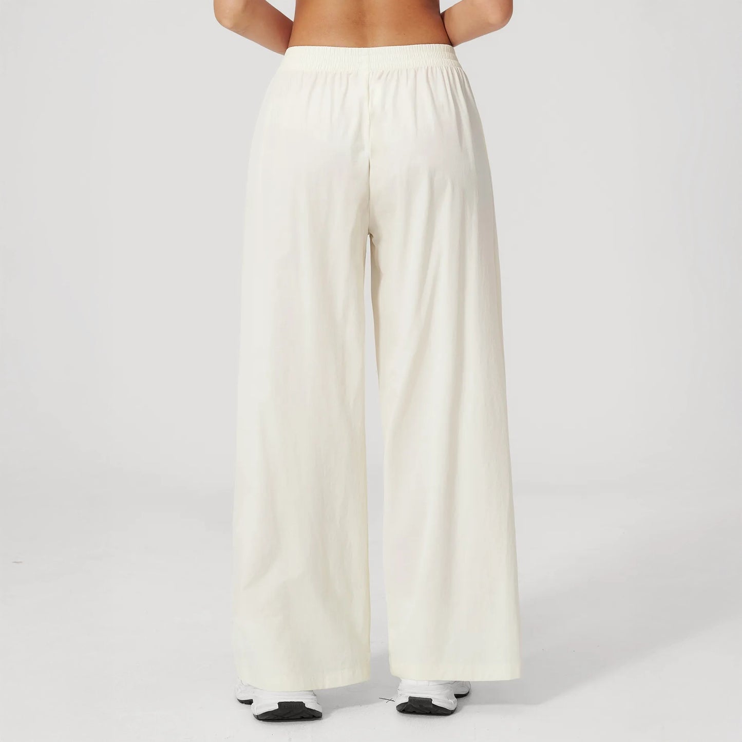 Cool-Touch Sun Protection Wide-Leg Pants - Milky Apricot - milky apricot back view