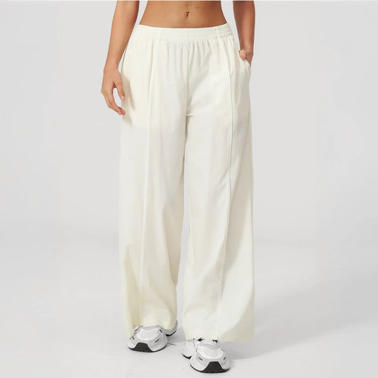 Cool-Touch Sun Protection Wide-Leg Pants - Milky Apricot - milky apricot front detail